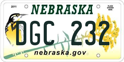 NE license plate DGC232