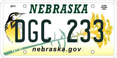 NE license plate DGC233