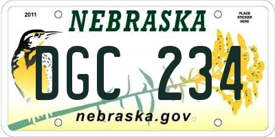 NE license plate DGC234