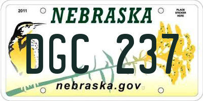 NE license plate DGC237