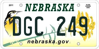 NE license plate DGC249