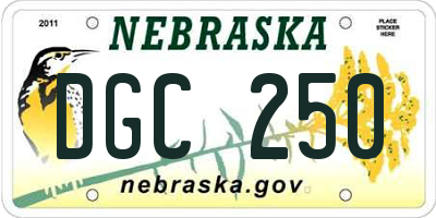 NE license plate DGC250