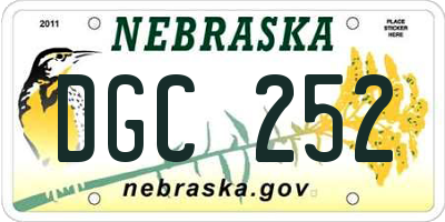 NE license plate DGC252