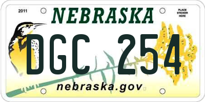 NE license plate DGC254