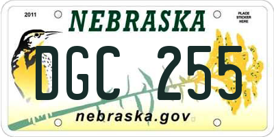 NE license plate DGC255
