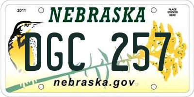 NE license plate DGC257