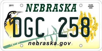 NE license plate DGC258