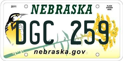 NE license plate DGC259