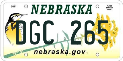 NE license plate DGC265