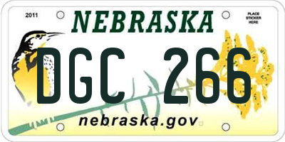 NE license plate DGC266