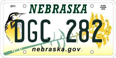 NE license plate DGC282