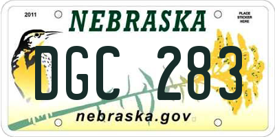 NE license plate DGC283