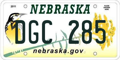 NE license plate DGC285
