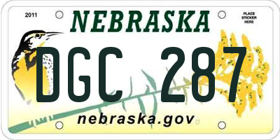 NE license plate DGC287