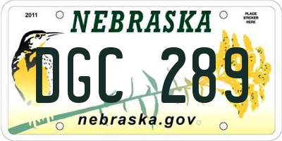 NE license plate DGC289