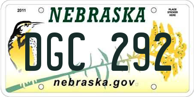 NE license plate DGC292