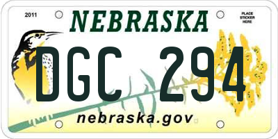 NE license plate DGC294