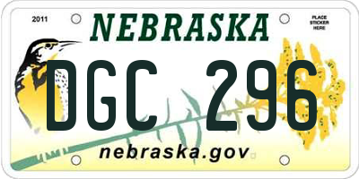 NE license plate DGC296