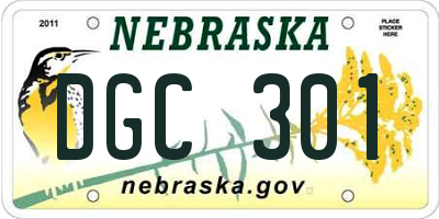 NE license plate DGC301