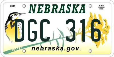 NE license plate DGC316