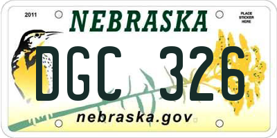 NE license plate DGC326