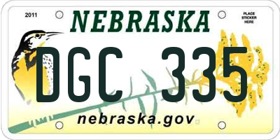 NE license plate DGC335