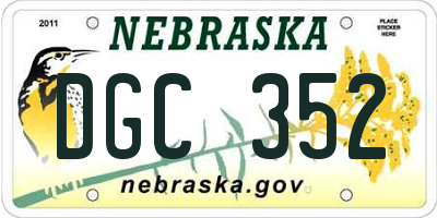 NE license plate DGC352