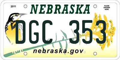 NE license plate DGC353