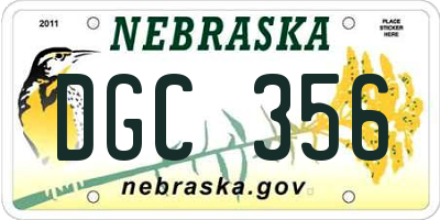 NE license plate DGC356