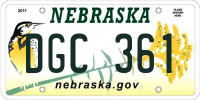 NE license plate DGC361