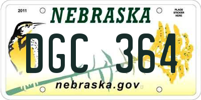 NE license plate DGC364