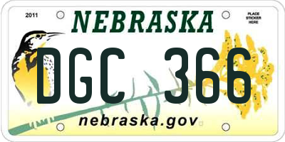 NE license plate DGC366