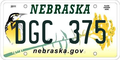 NE license plate DGC375
