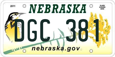 NE license plate DGC381