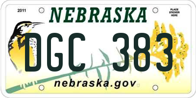 NE license plate DGC383
