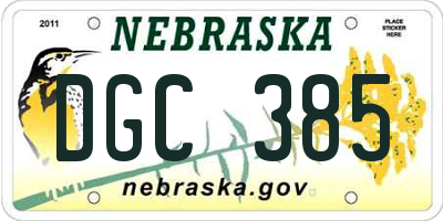 NE license plate DGC385
