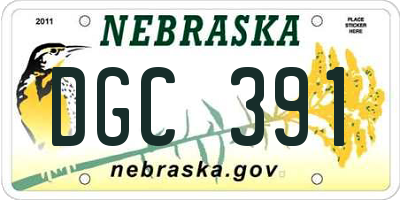 NE license plate DGC391