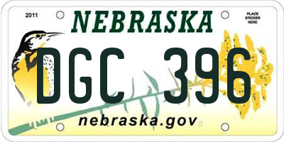 NE license plate DGC396