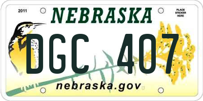 NE license plate DGC407