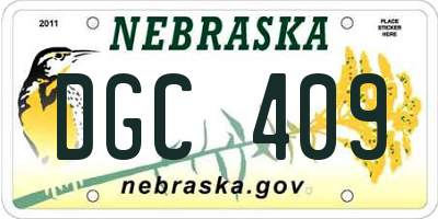NE license plate DGC409