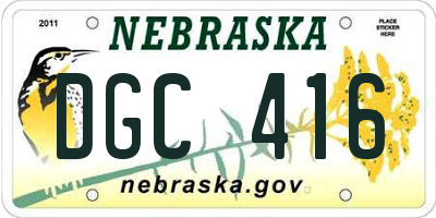 NE license plate DGC416