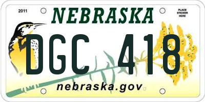 NE license plate DGC418