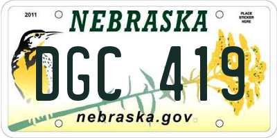 NE license plate DGC419