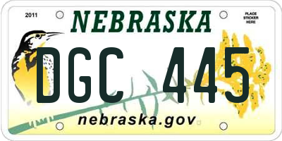 NE license plate DGC445
