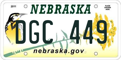 NE license plate DGC449