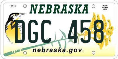 NE license plate DGC458