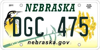 NE license plate DGC475