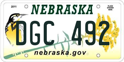 NE license plate DGC492