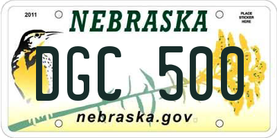 NE license plate DGC500