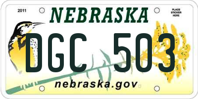 NE license plate DGC503